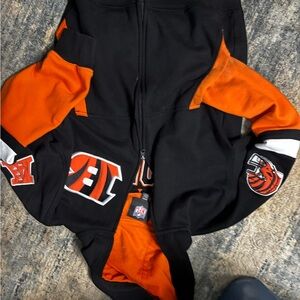 NFL Cincinnati Bengals Black and Orange Varsity Hoodie Jacket